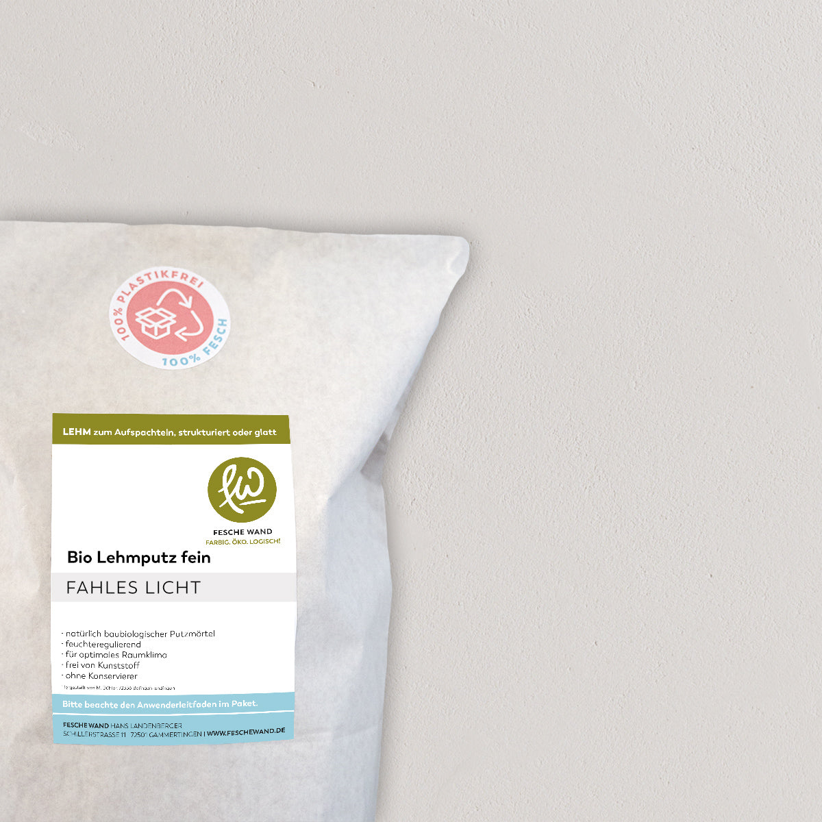 Bio Lehmoberputz FEIN - Lehmfinishputz 0,5 mm – 0.8 KG - #farbe_fahles Licht (zartes violett)