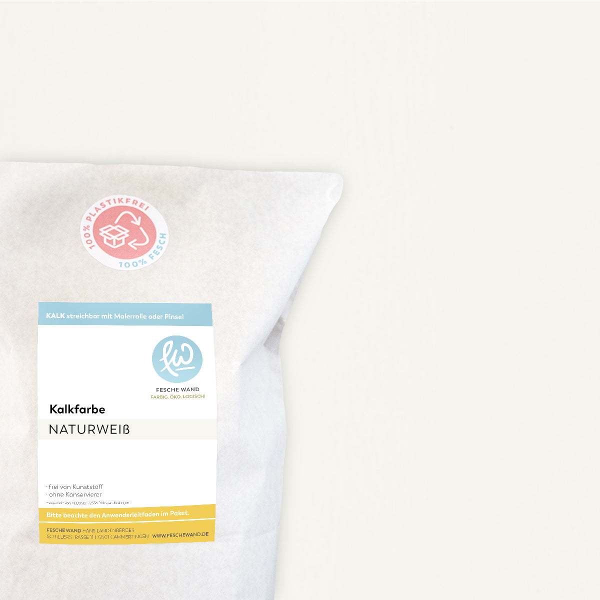 Kalkfarbe - 0.8 KG in Naturweiß von Fesche Wand - #farbe_Naturweiß