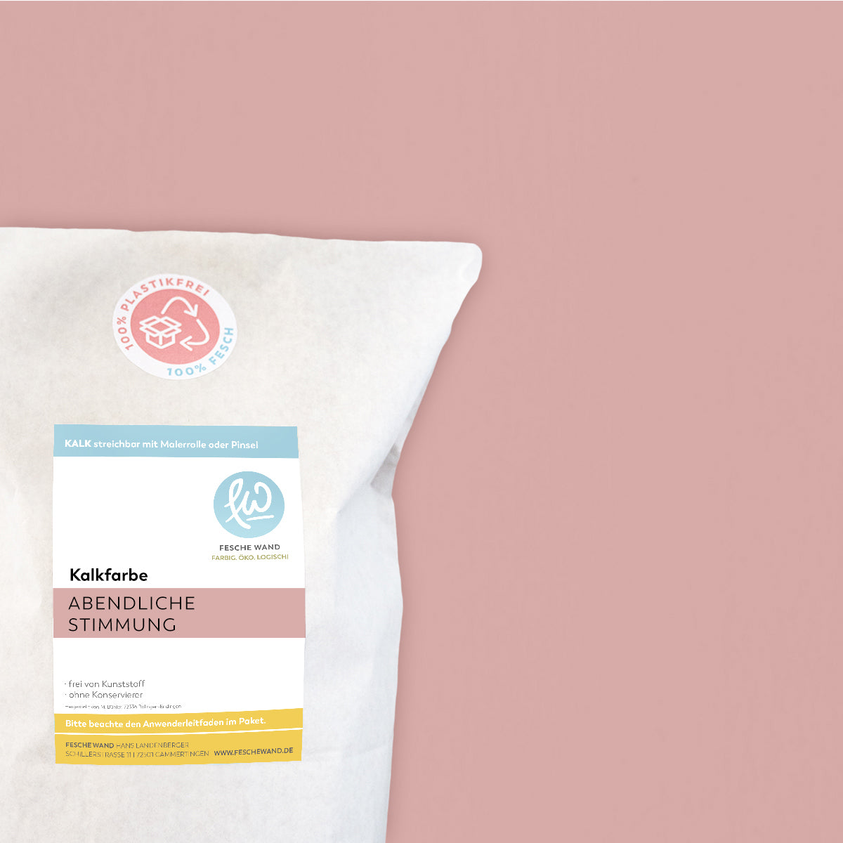 Kalkfarbe - 0.8 KG in abendliche Stimmung (kühles rot-rosé) von Fesche Wand - #farbe_abendliche Stimmung (kühles rot-rosé)