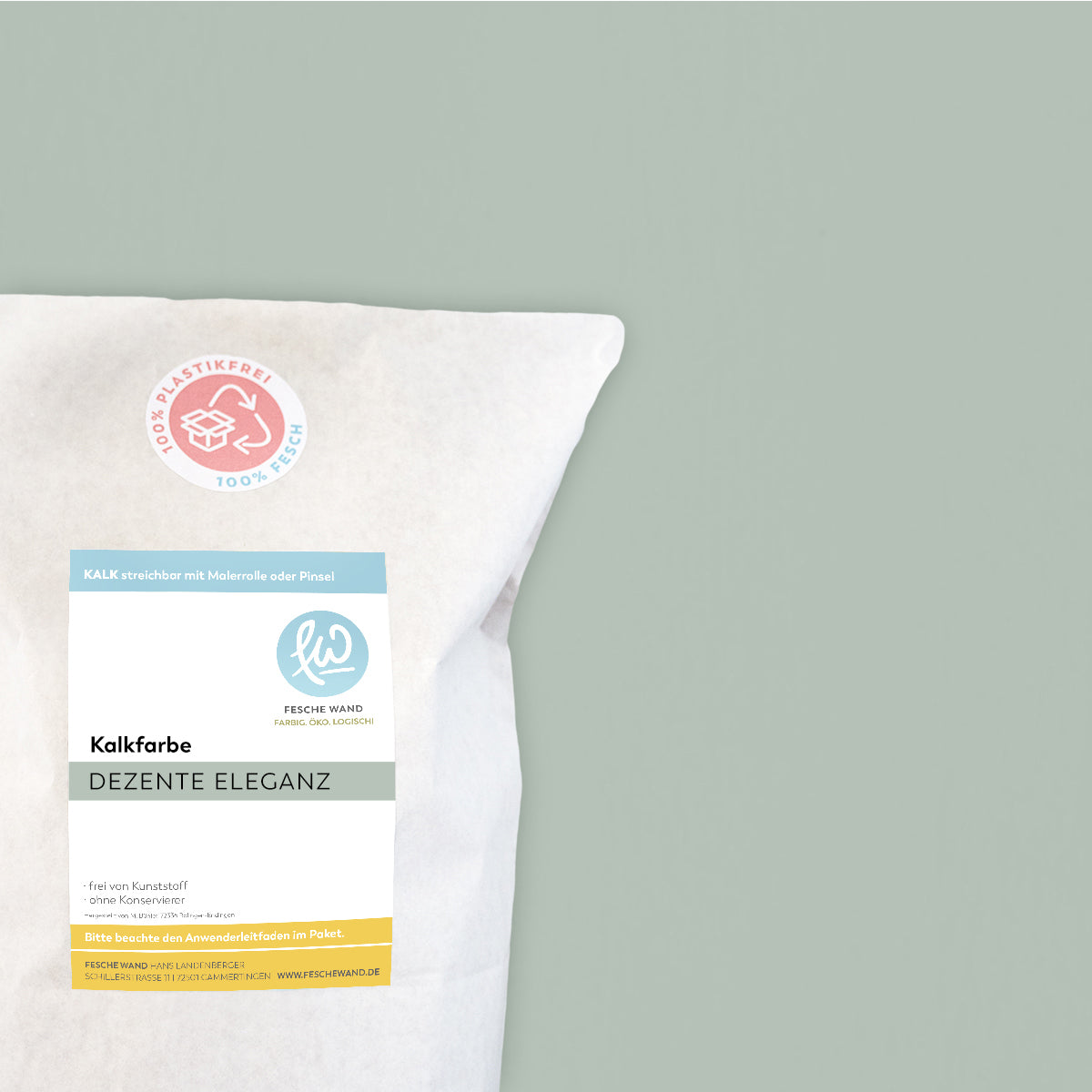 Kalkfarbe - 0.8 KG in dezente Eleganz (warmes blau) von Fesche Wand - #farbe_dezente Eleganz (warmes blau)