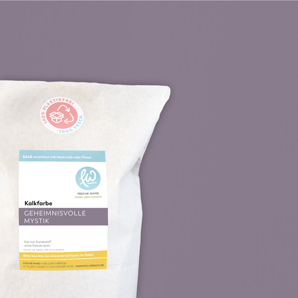 Kalkfarbe - 0.8 KG in geheimnisvolle Mystik (lila) von Fesche Wand - #farbe_geheimnisvolle Mystik (lila)