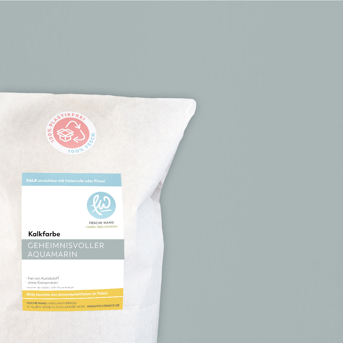 Kalkfarbe - 0.8 KG in geheimnisvoller Aquamarin (gedämpftes blau) von Fesche Wand - #farbe_geheimnisvoller Aquamarin (gedämpftes blau)