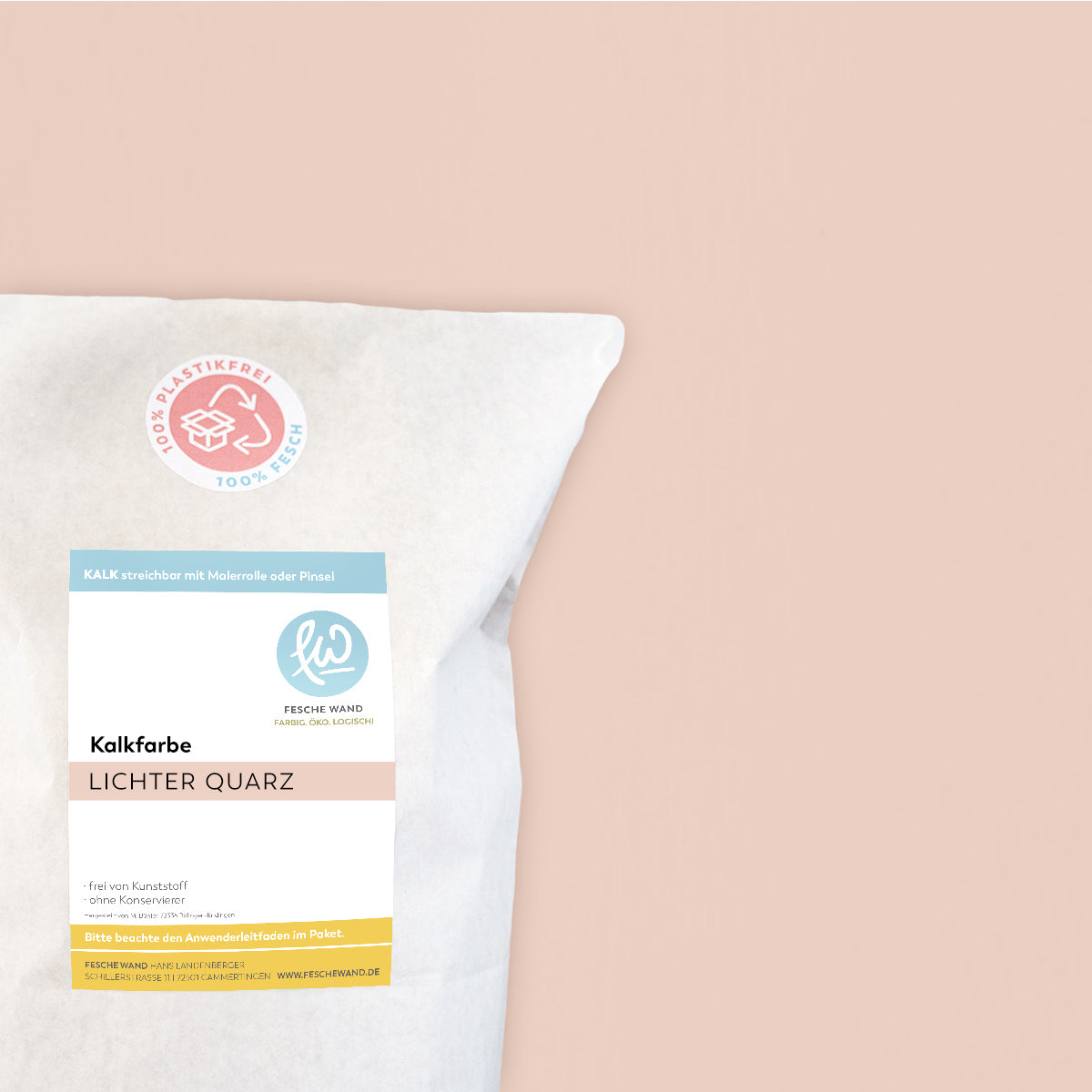 Kalkfarbe - 0.8 KG in lichter Quarz (warmes rosé) von Fesche Wand - #farbe_lichter Quarz (warmes rosé)