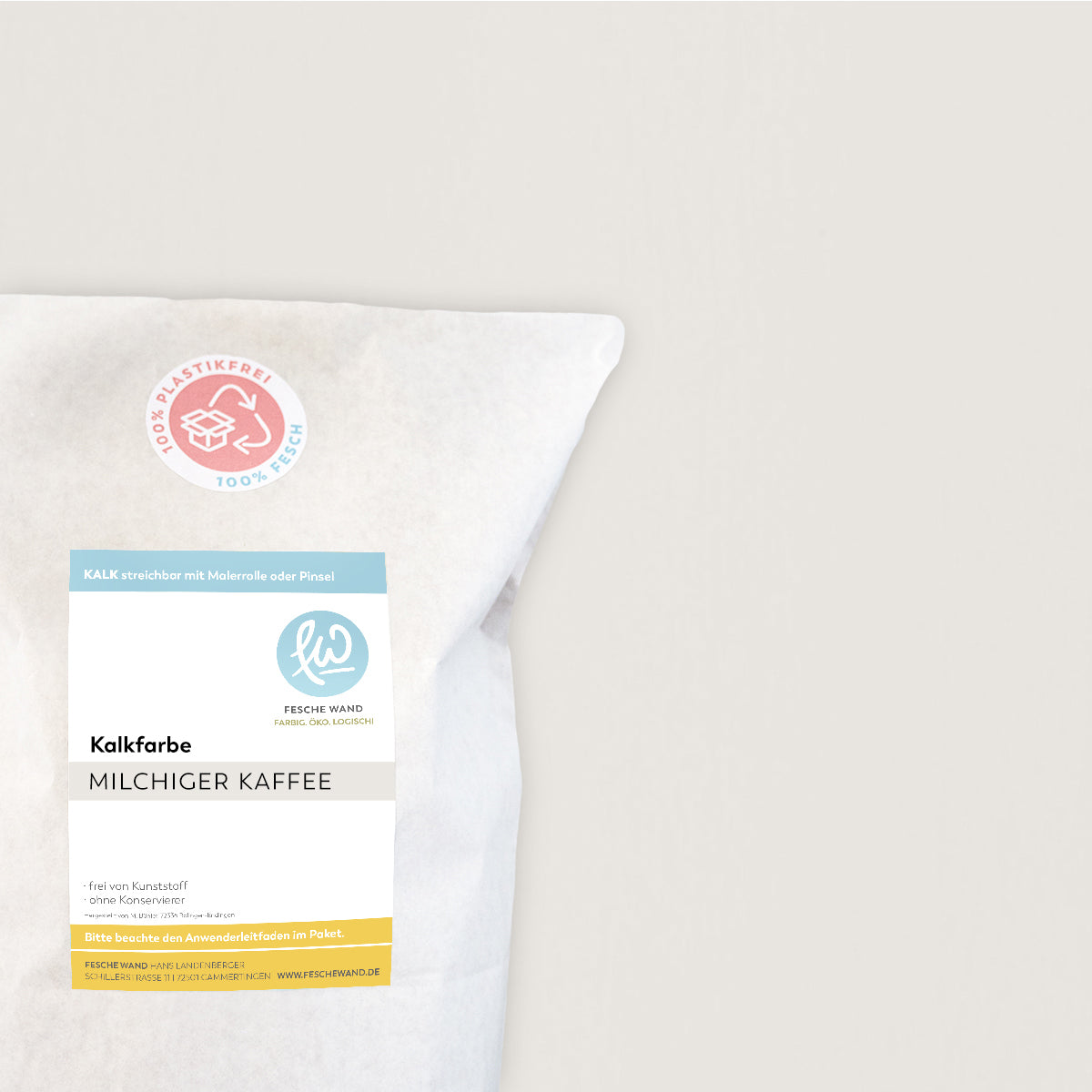 Kalkfarbe - 0.8 KG in milchiger Kaffee (beige-braun) von Fesche Wand - #farbe_milchiger Kaffee (beige-braun)