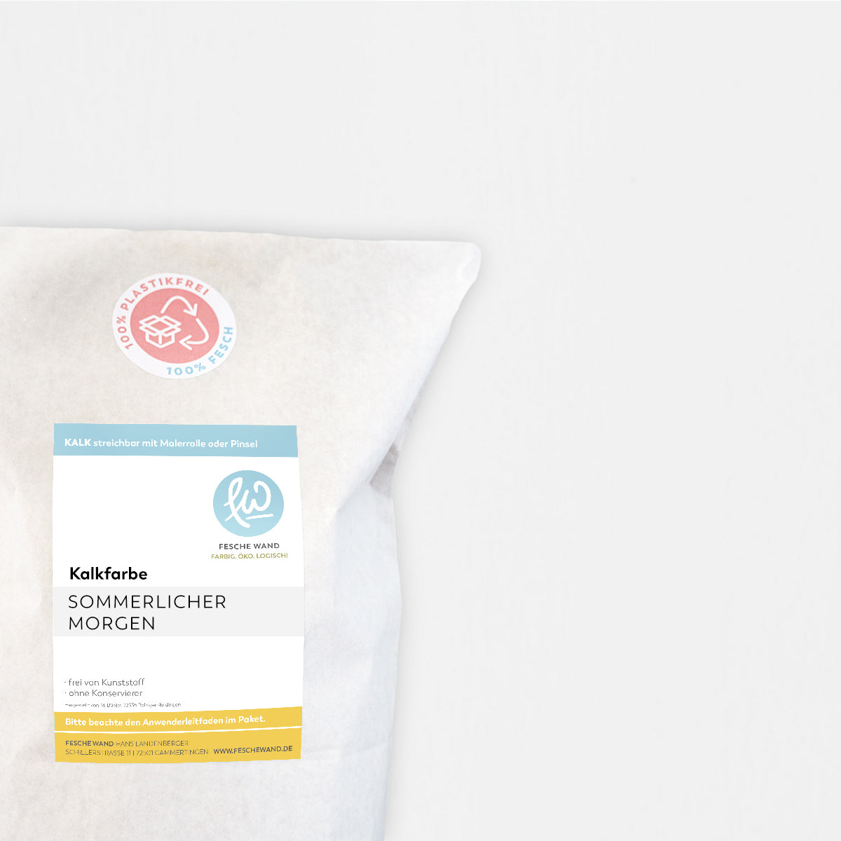 Kalkfarbe - 0.8 KG in sommerlicher Morgen (zartes hellblau) von Fesche Wand - #farbe_sommerlicher Morgen (zartes hellblau)