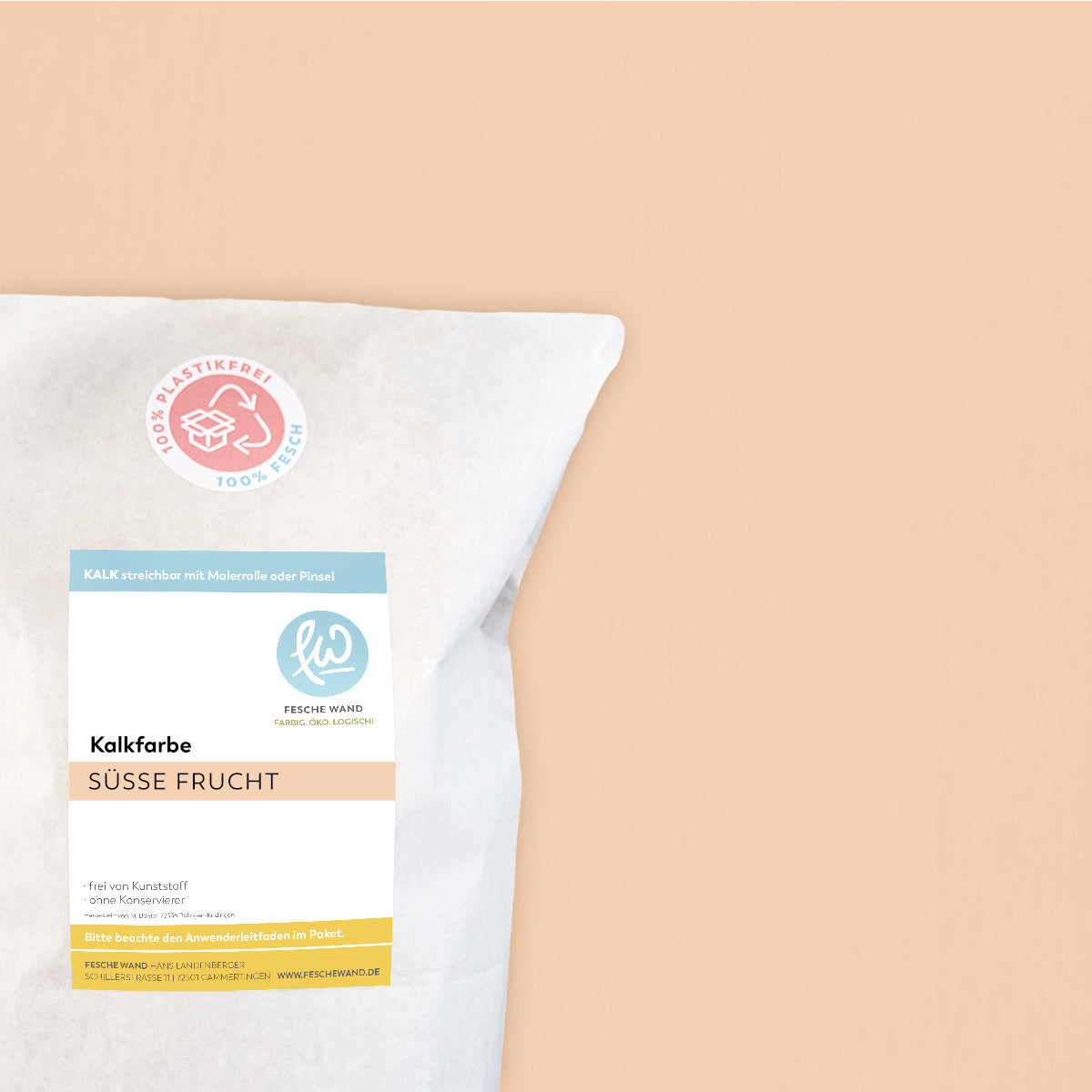 Kalkfarbe - 0.8 KG in süsse Frucht (apricot) von Fesche Wand - #farbe_süsse Frucht (apricot)