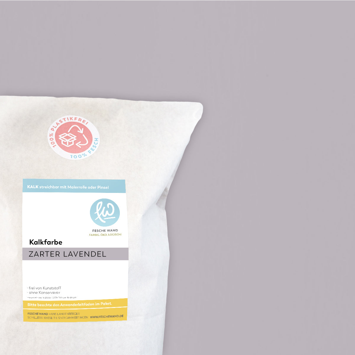 Kalkfarbe - 0.8 KG in zarter Lavendel (heller lavendel) von Fesche Wand - #farbe_zarter Lavendel (heller lavendel)