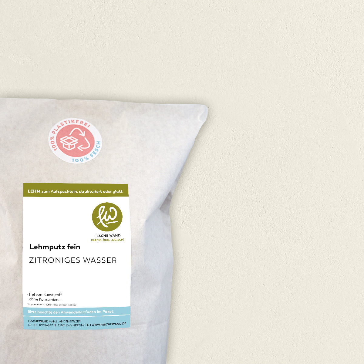 Lehmoberputz FEIN - Lehmfinishputz 0,5 mm – 0.8 KG - #farbe_zitroniges Wasser (zartes hellgelb)