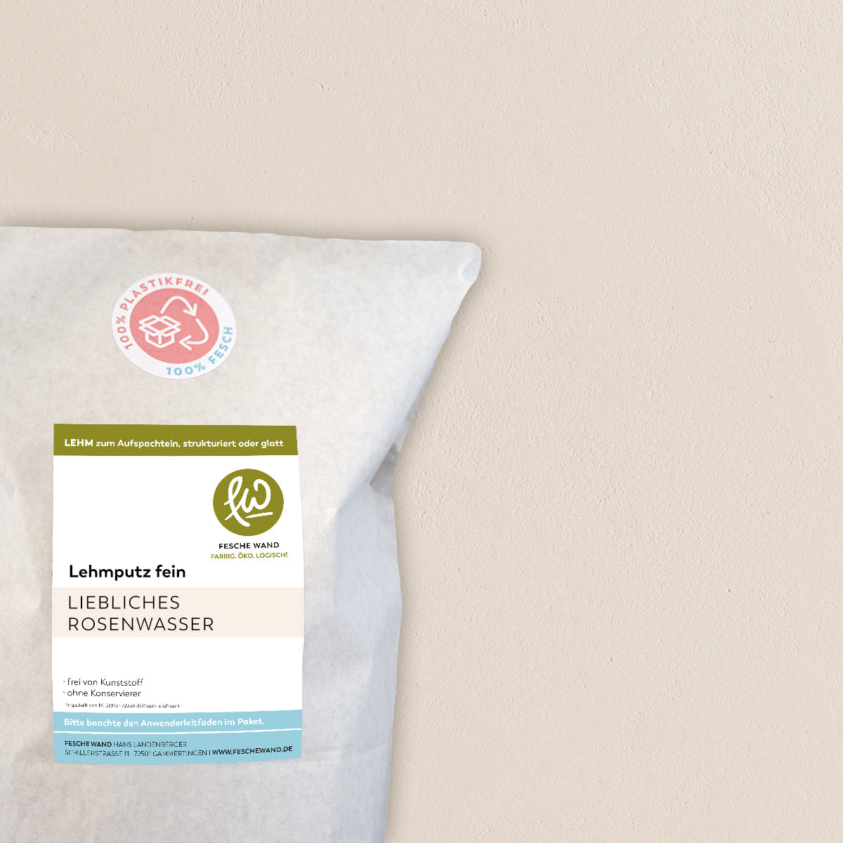 Lehmoberputz FEIN - Lehmfinishputz 0,5 mm – 0.8 KG - #farbe_liebliches Rosenwasser (zartes rosé)