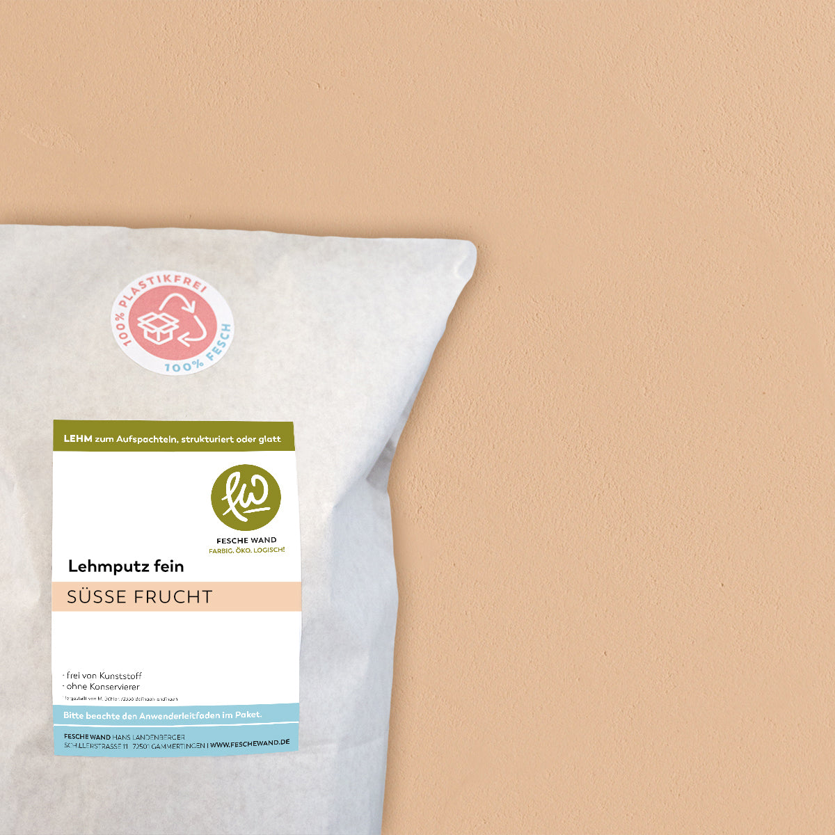 Lehmoberputz FEIN - Lehmfinishputz 0,5 mm – 0.8 KG - #farbe_süsse Frucht (apricot)