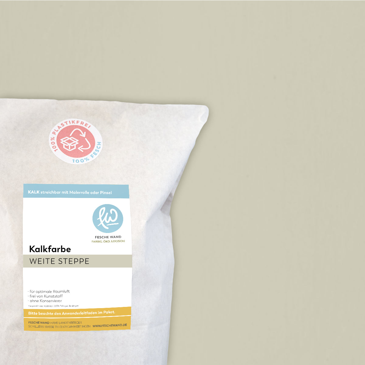 Kalkfarbe - 0.8 KG in weite Steppe (umbra-beige) von Fesche Wand - #farbe_weite Steppe (umbra-beige)