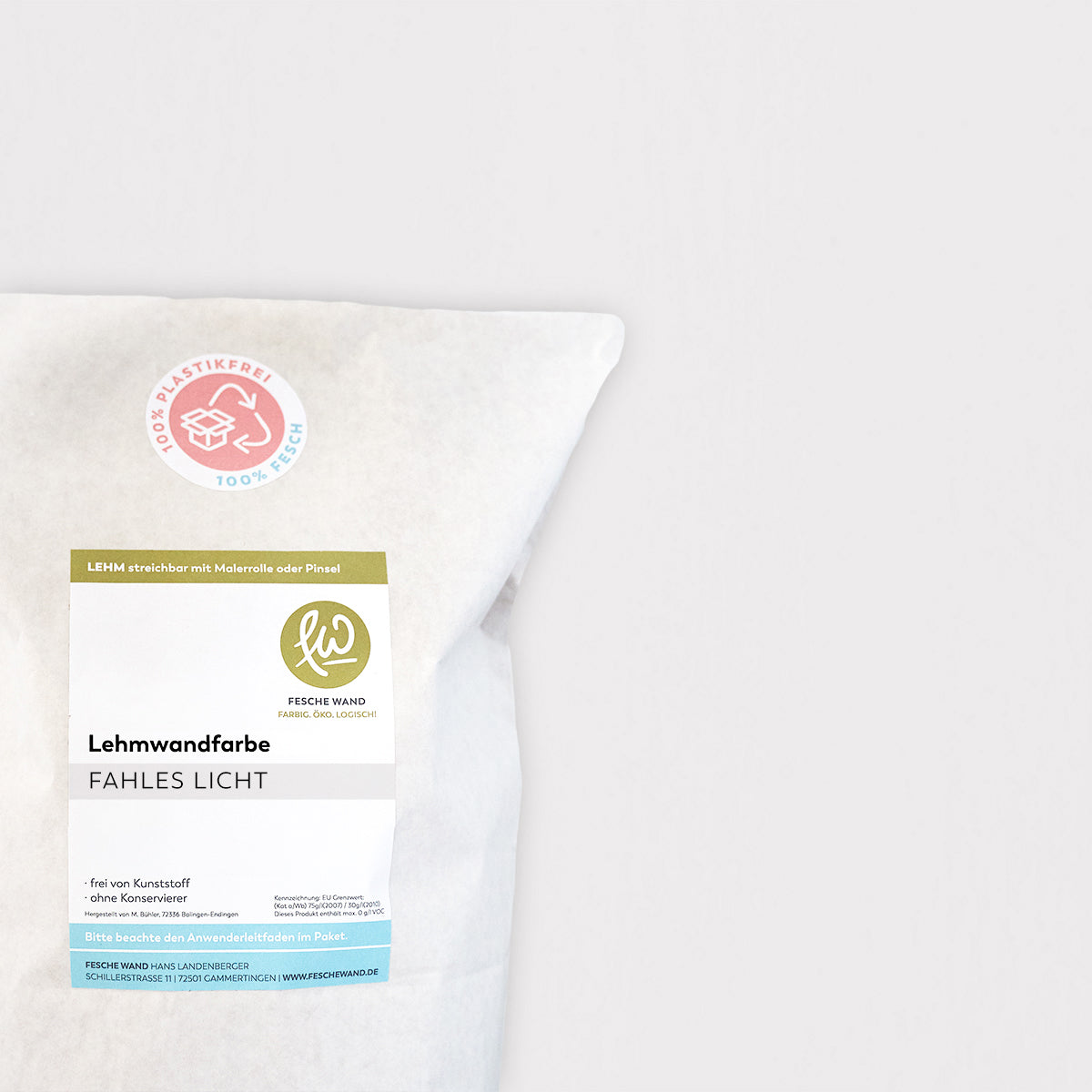 Lehmwandfarbe - 0,8 KG in fahles Licht (zartes violett) von Fesche Wand - #farbe_fahles Licht (zartes violett)