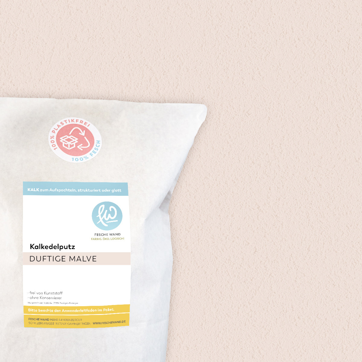 Kalkedelputz - 0,8 KG in duftige Malve (altrosa) von Fesche Wand - #farbe_duftige Malve (altrosa)