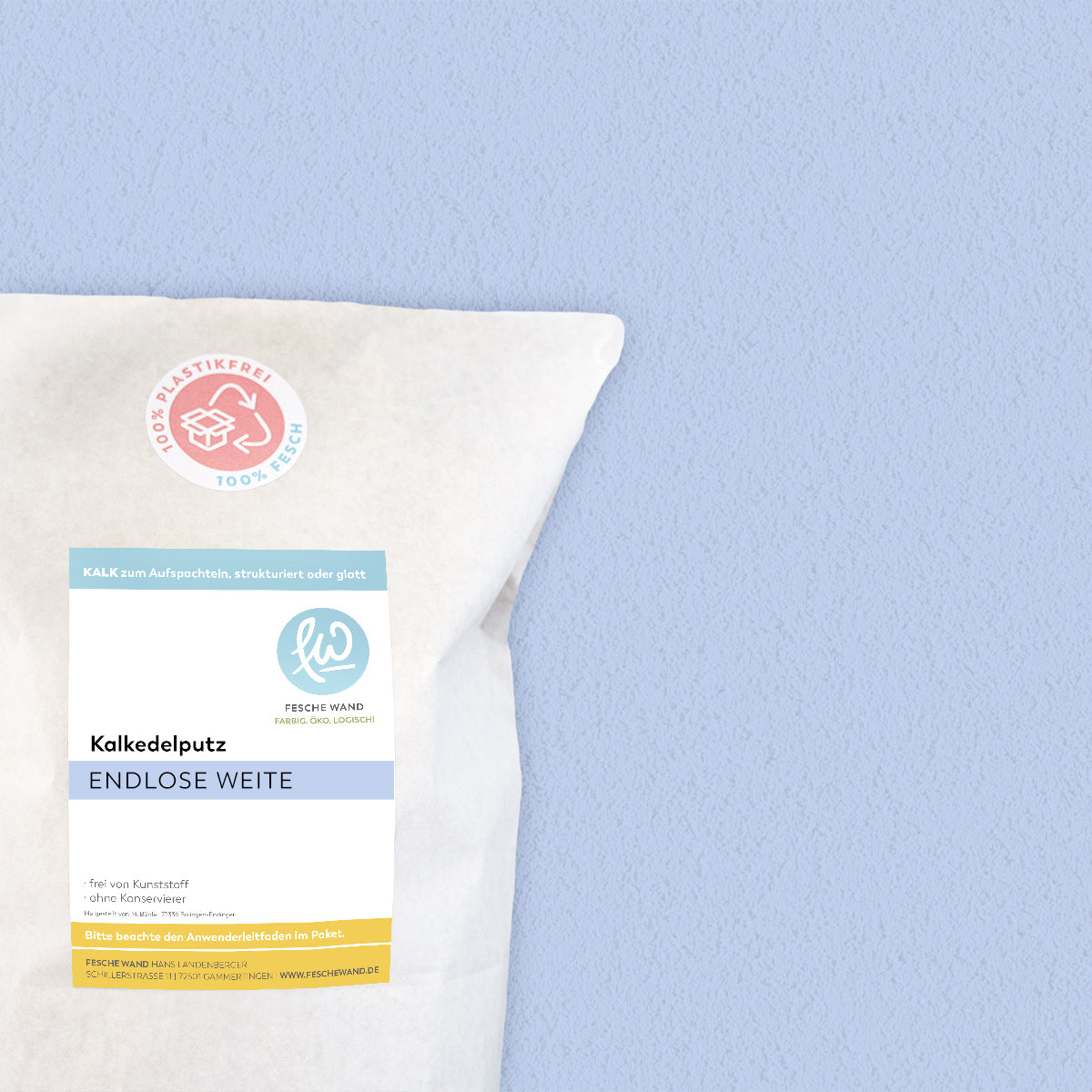 Kalkedelputz - 0,8 KG in endlose Weite (himmelblau) von Fesche Wand - #farbe_endlose Weite (himmelblau)