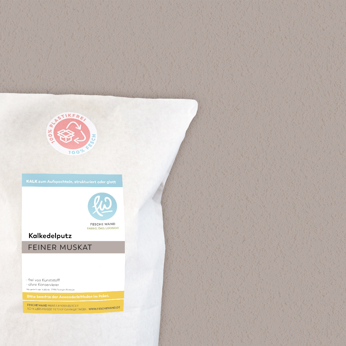 Kalkedelputz - 0,8 KG in feiner Muskat (helles braun) von Fesche Wand - #farbe_feiner Muskat (helles braun)