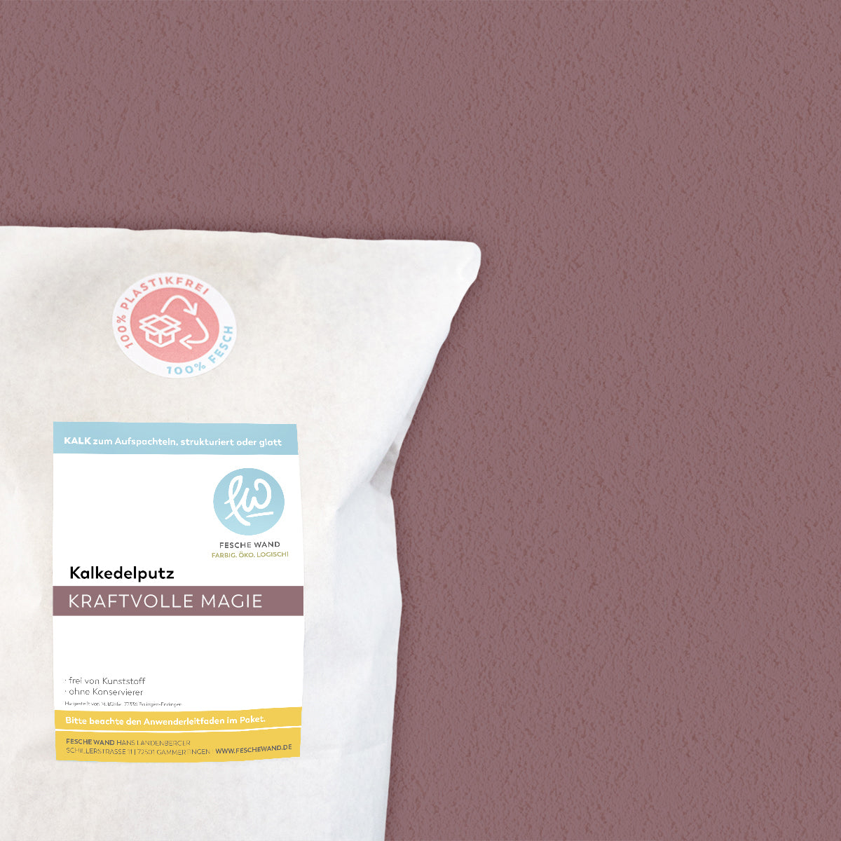 Kalkedelputz - 0,8 KG in kraftvolle Magie (violett) von Fesche Wand - #farbe_kraftvolle Magie (violett)