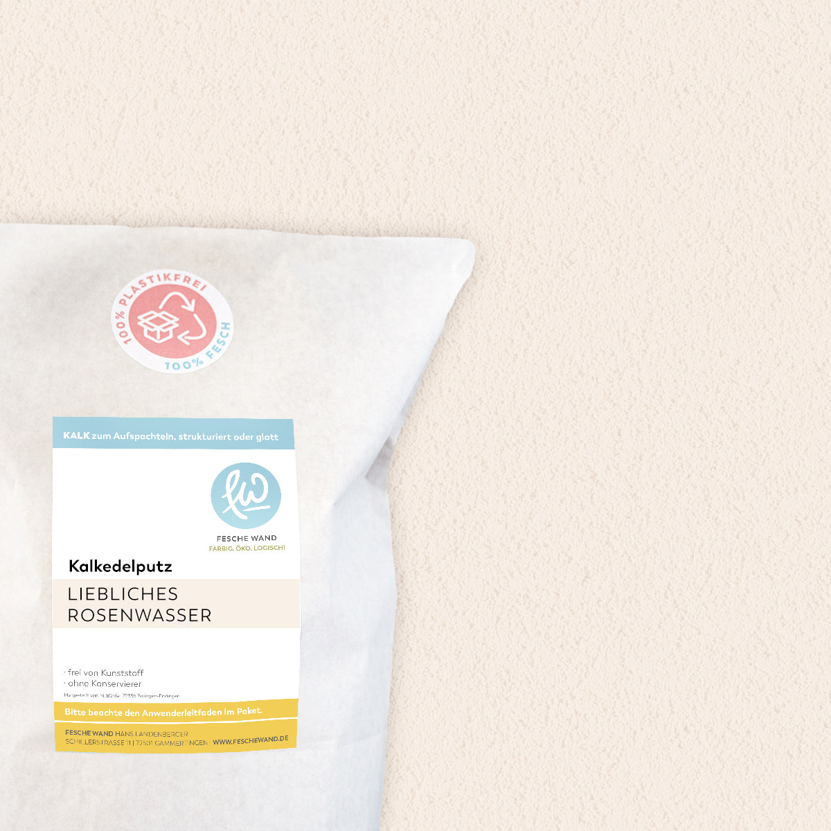 Kalkedelputz - 0,8 KG in liebliches Rosenwasser (zartes rosé) von Fesche Wand - #farbe_liebliches Rosenwasser (zartes rosé)