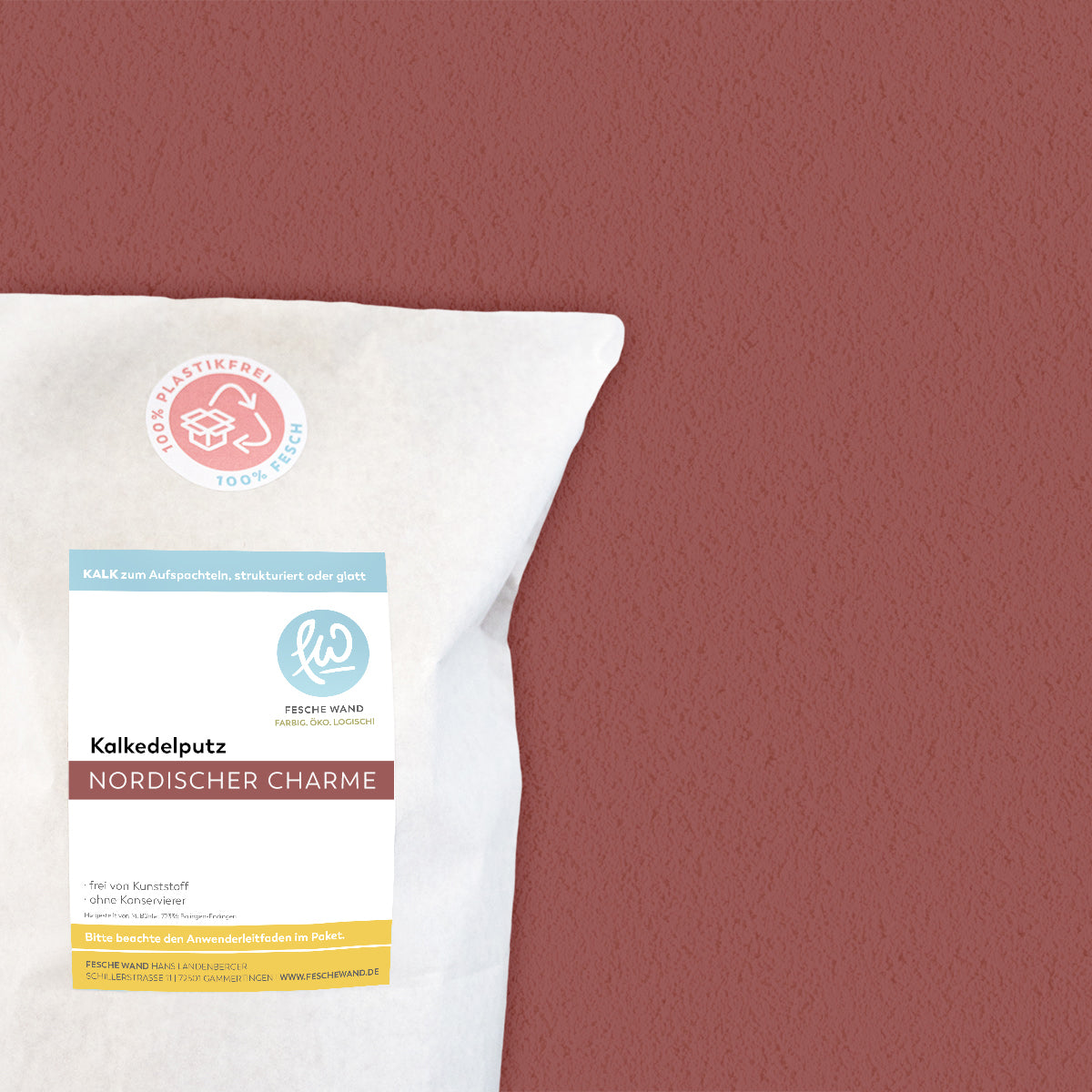Kalkedelputz - 0,8 KG in nordischer Charme (ziegelrot) von Fesche Wand - #farbe_nordischer Charme (ziegelrot)