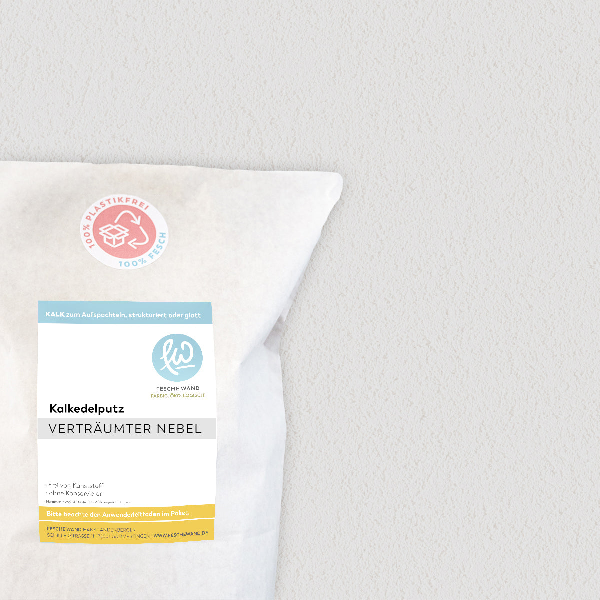 Kalkedelputz - 0,8 KG in verträumter Nebel (kühles hellgrau) von Fesche Wand - #farbe_verträumter Nebel (kühles hellgrau)