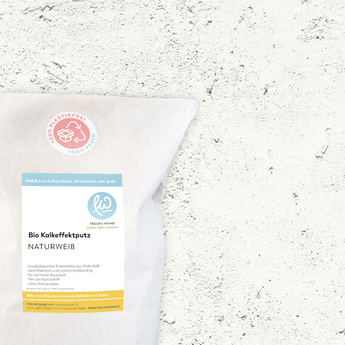 Kalkeffektputz - 0,8 KG in Naturweiß von Fesche Wand - #farbe_Naturweiß