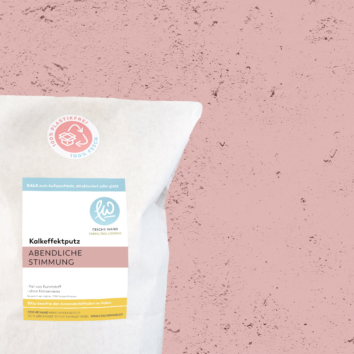 Kalkeffektputz - 0,8 KG in abendliche Stimmung (kühles rot-rosé) von Fesche Wand - #farbe_abendliche Stimmung (kühles rot-rosé)