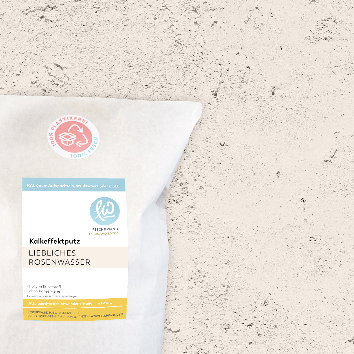 Kalkeffektputz - 0,8 KG in liebliches Rosenwasser (zartes rosé) von Fesche Wand - #farbe_liebliches Rosenwasser (zartes rosé)