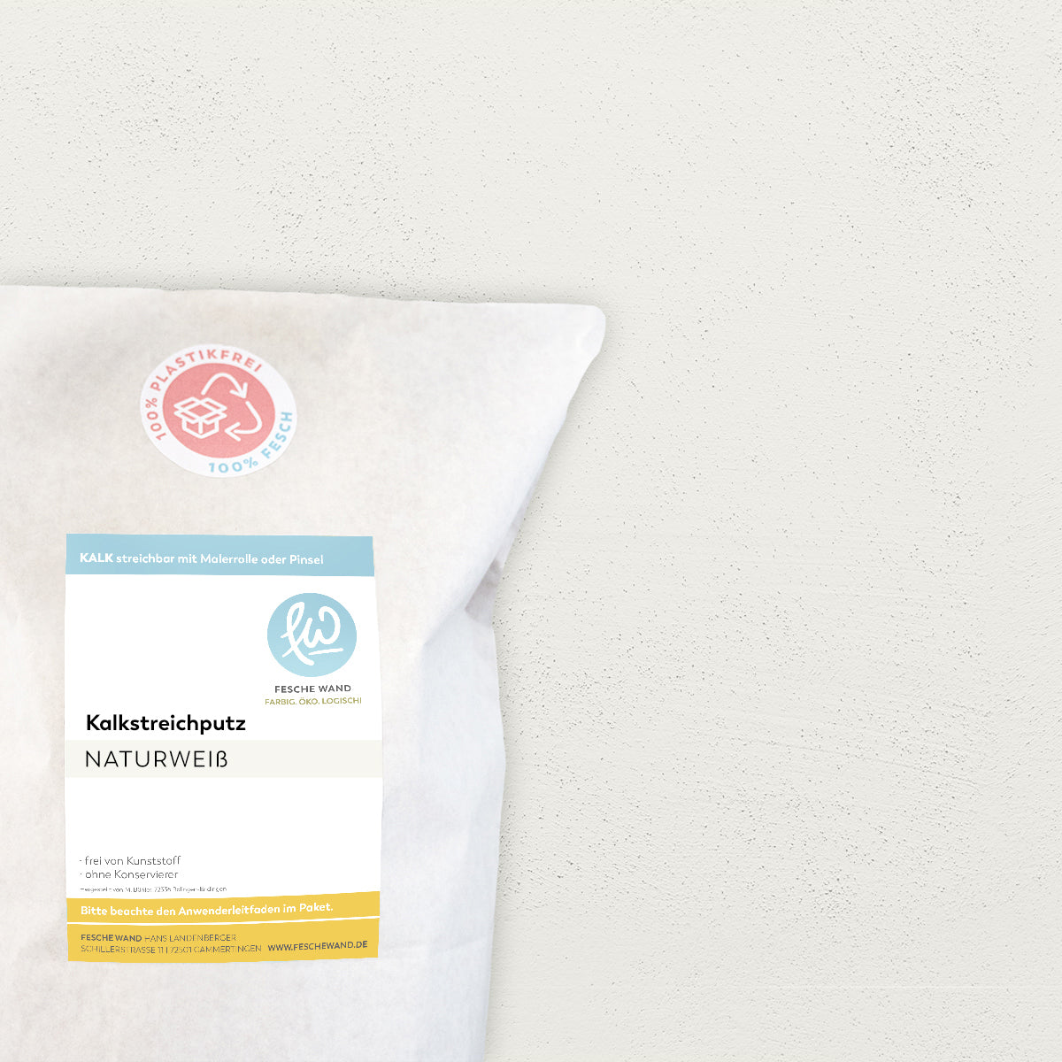 Kalkstreichputz - 0,8 KG in Naturweiß von Fesche Wand - #farbe_Naturweiß