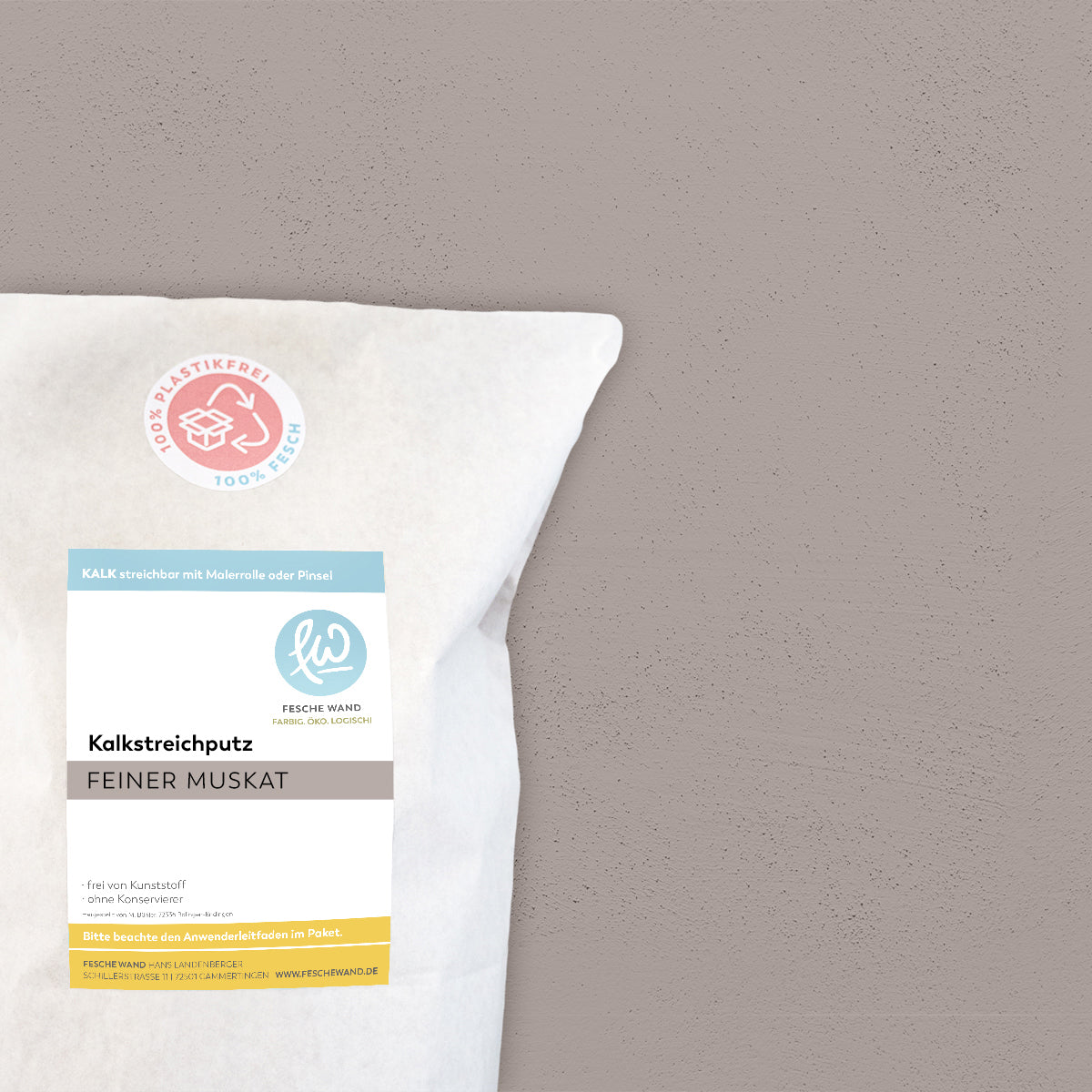 Kalkstreichputz - 0,8 KG in feiner Muskat (helles braun) von Fesche Wand - #farbe_feiner Muskat (helles braun)
