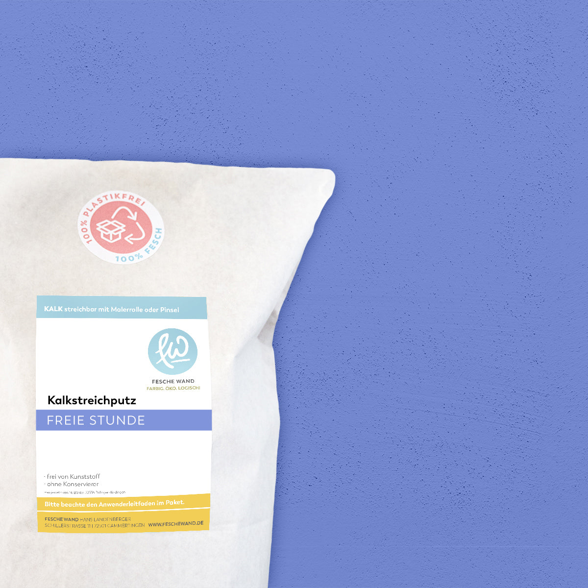 Kalkstreichputz - 0,8 KG in freie Stunde (blau) von Fesche Wand - #farbe_freie Stunde (blau)