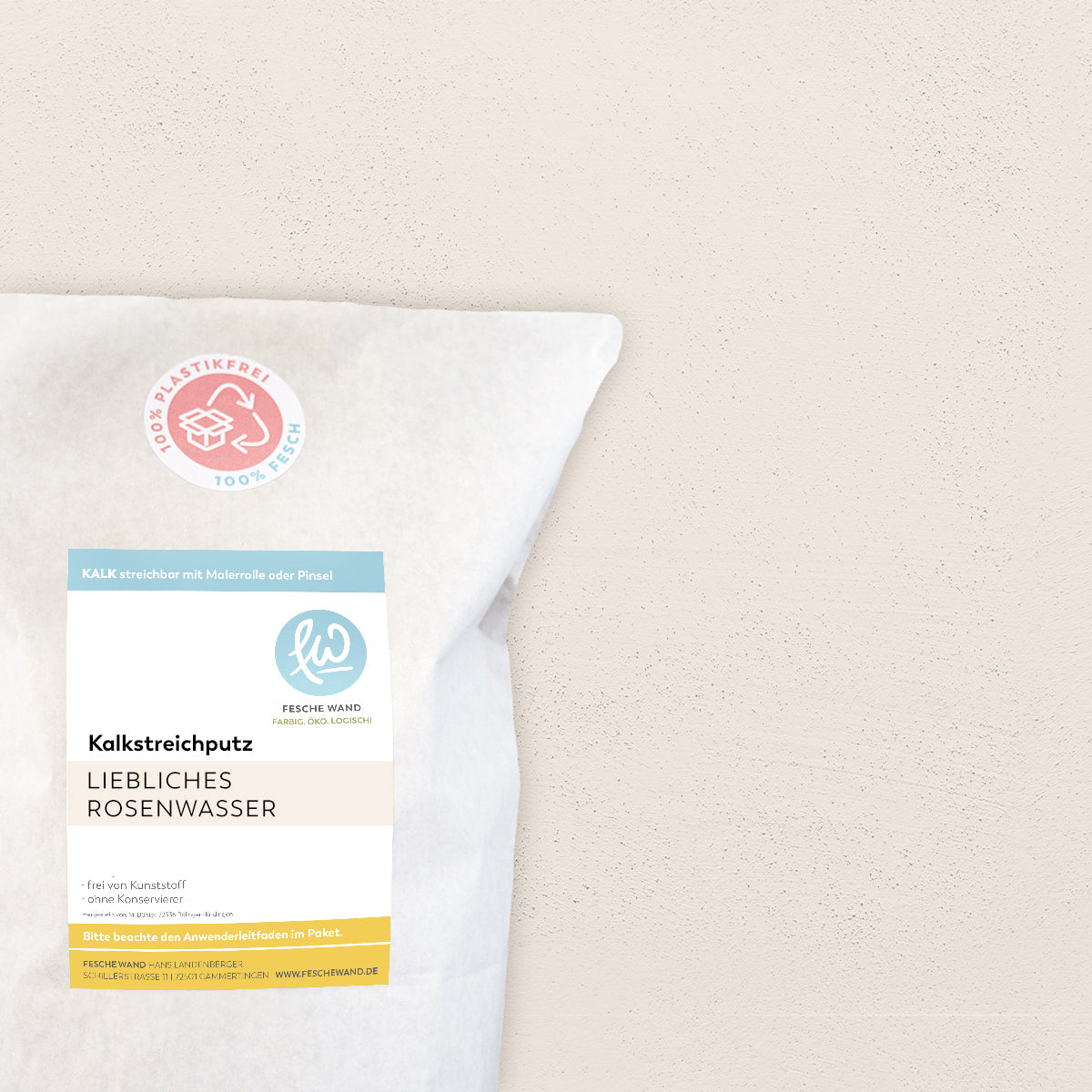 Kalkstreichputz - 0,8 KG in liebliches Rosenwasser (zartes rosé) von Fesche Wand - #farbe_liebliches Rosenwasser (zartes rosé)