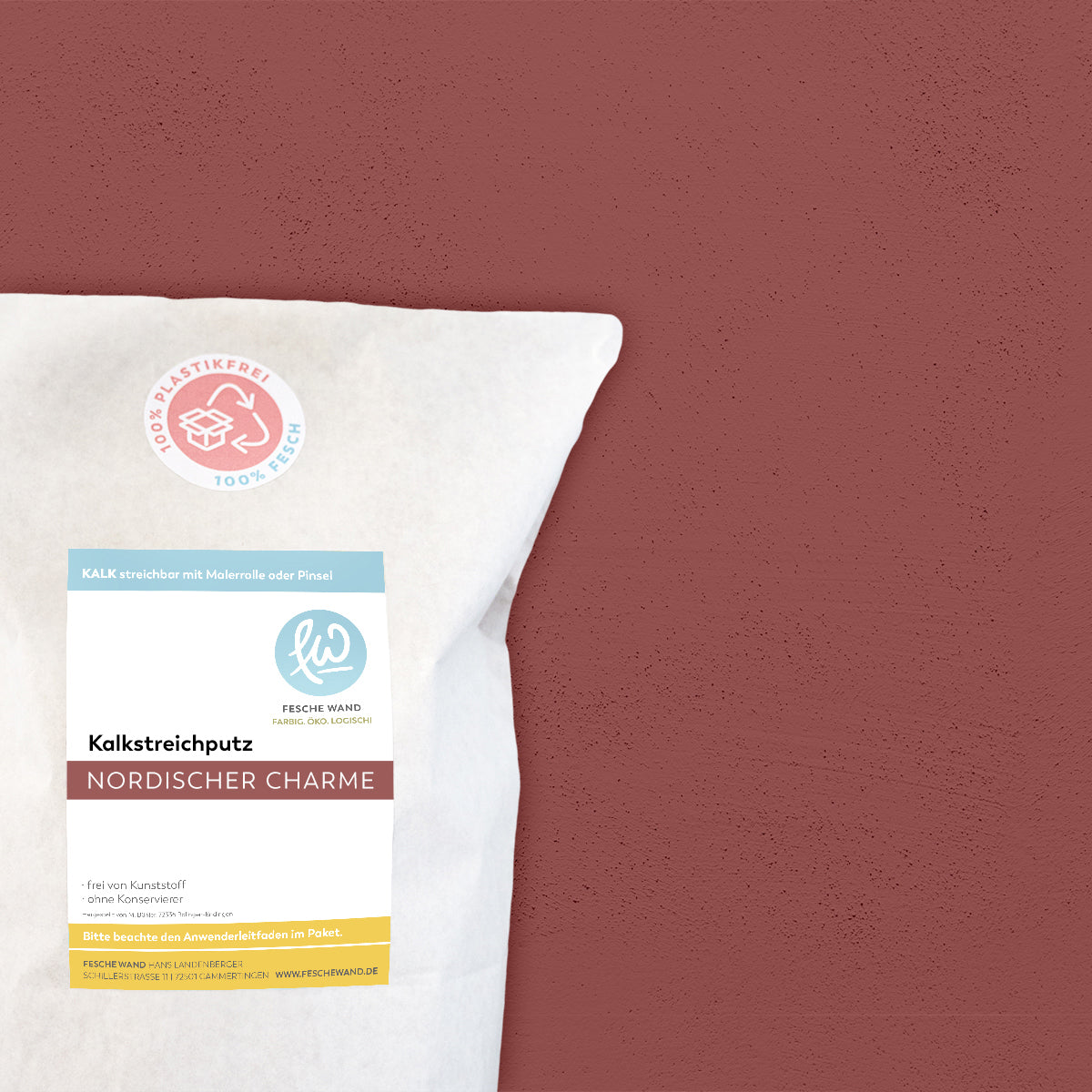 Kalkstreichputz - 0,8 KG in nordischer Charme (ziegelrot) von Fesche Wand - #farbe_nordischer Charme (ziegelrot)