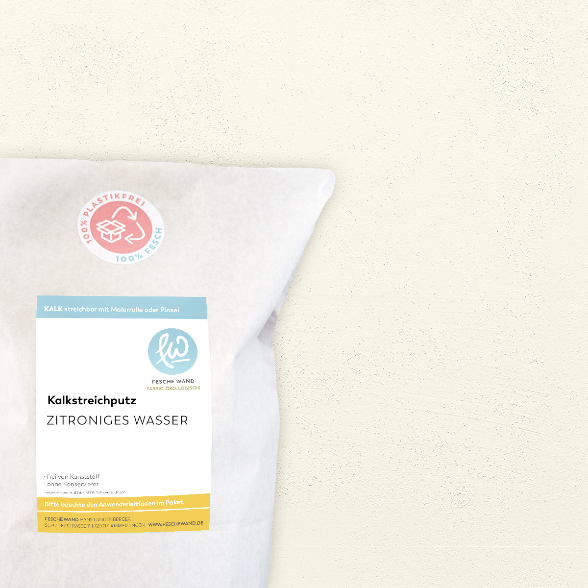 Kalkstreichputz - 0,8 KG in zitroniges Wasser (zartes hellgelb) von Fesche Wand - #farbe_zitroniges Wasser (zartes hellgelb)