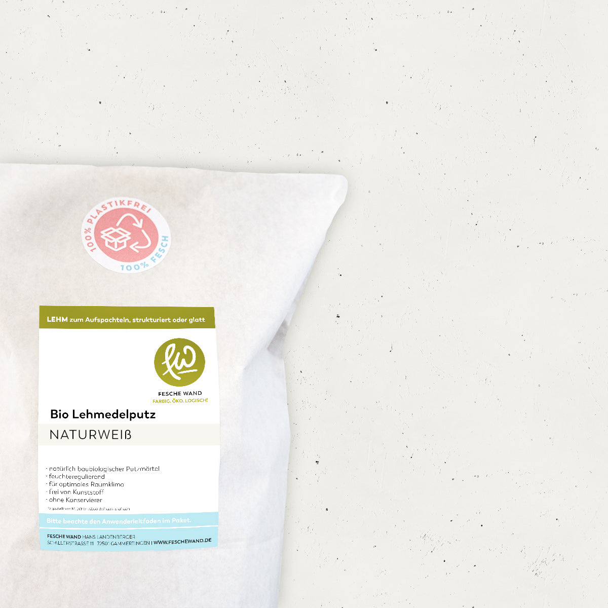 Lehmeffektputz mit Schieferglimmer - 0,8 KG in Naturweiß von Fesche Wand - #farbe_Naturweiß