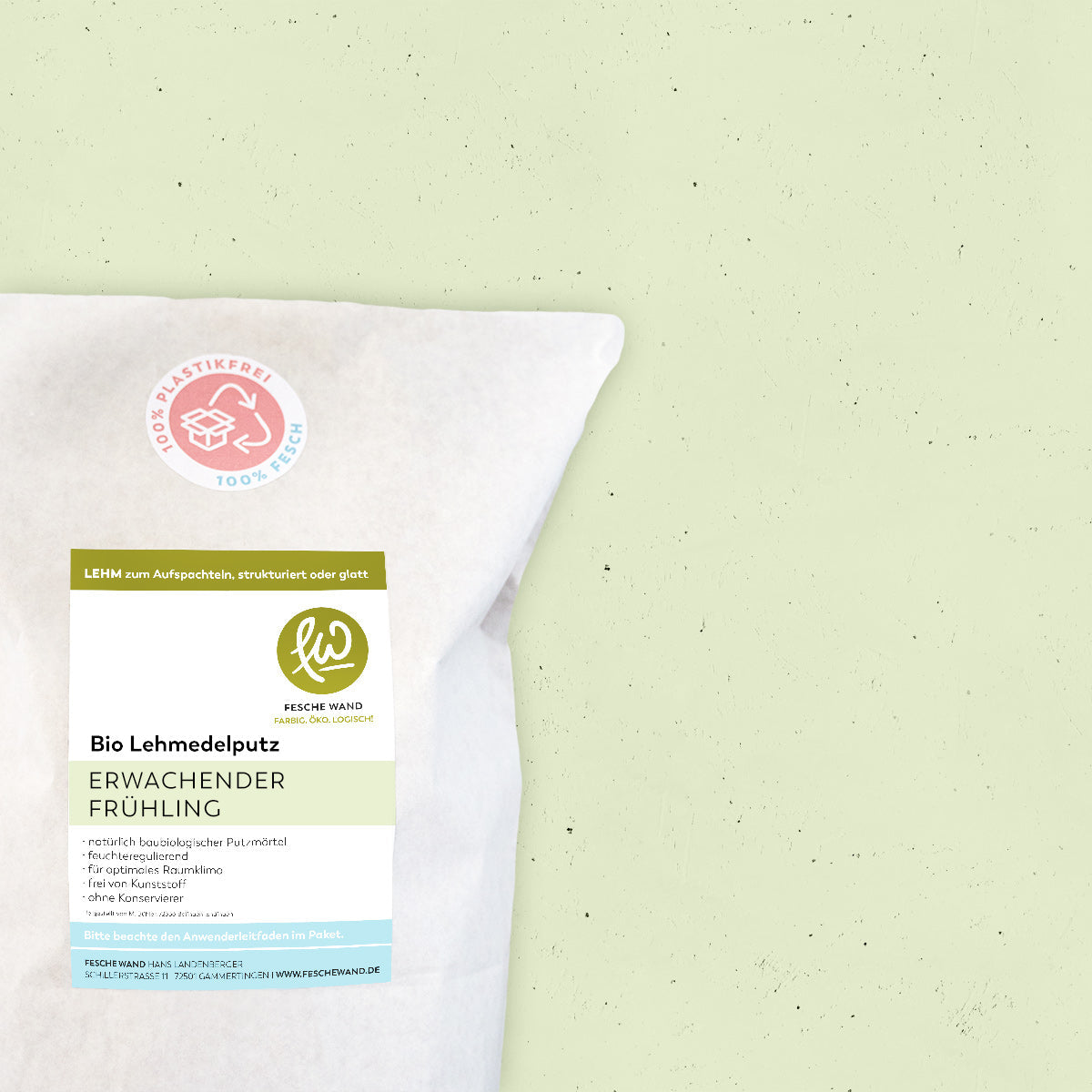 Lehmeffektputz mit Schieferglimmer - 0,8 KG in erwachender Frühling (helles gelbgrün) von Fesche Wand - #farbe_erwachender Frühling (helles gelbgrün)