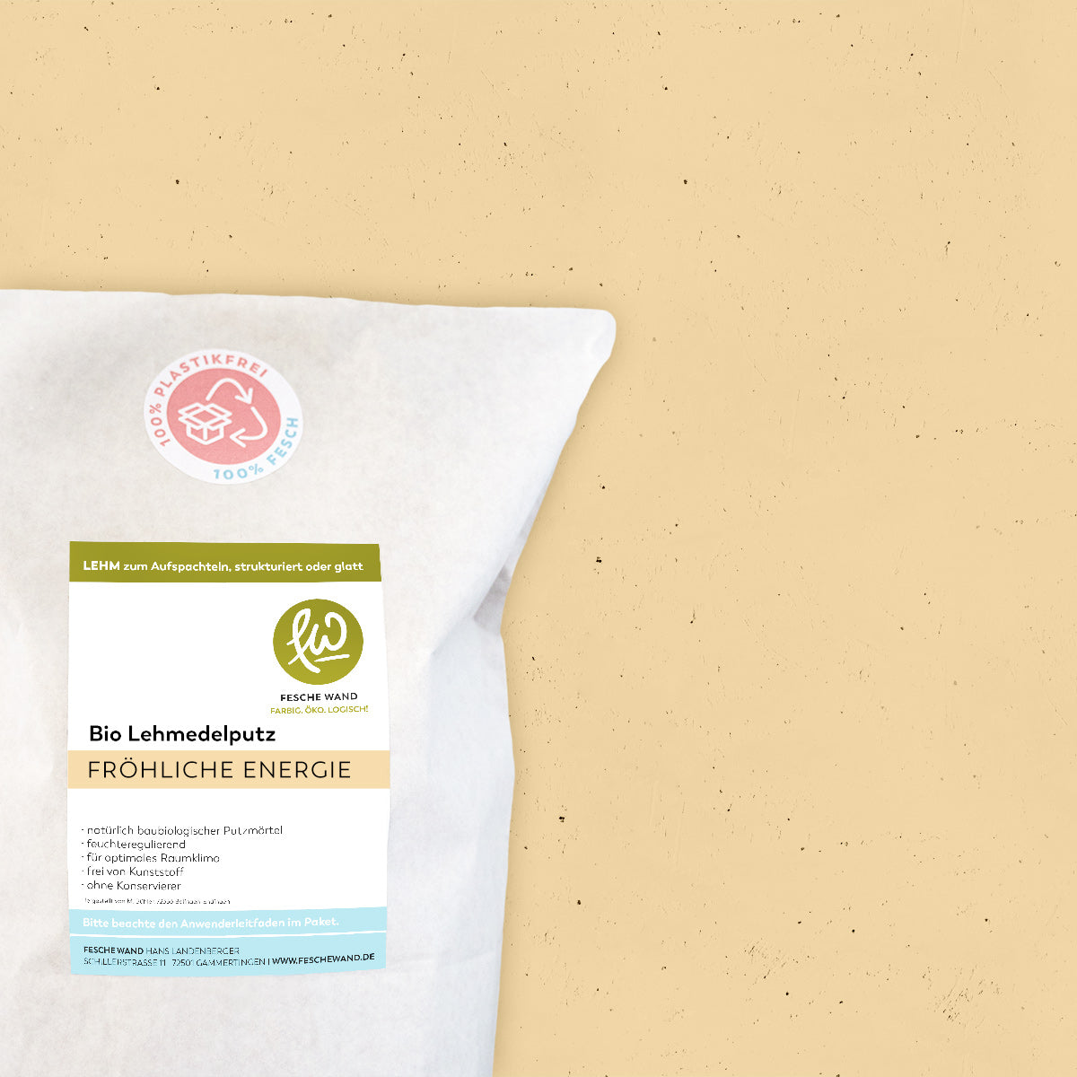 Lehmeffektputz mit Schieferglimmer - 0,8 KG in fröhliche Energie (gelborange) von Fesche Wand - #farbe_fröhliche Energie (gelborange)