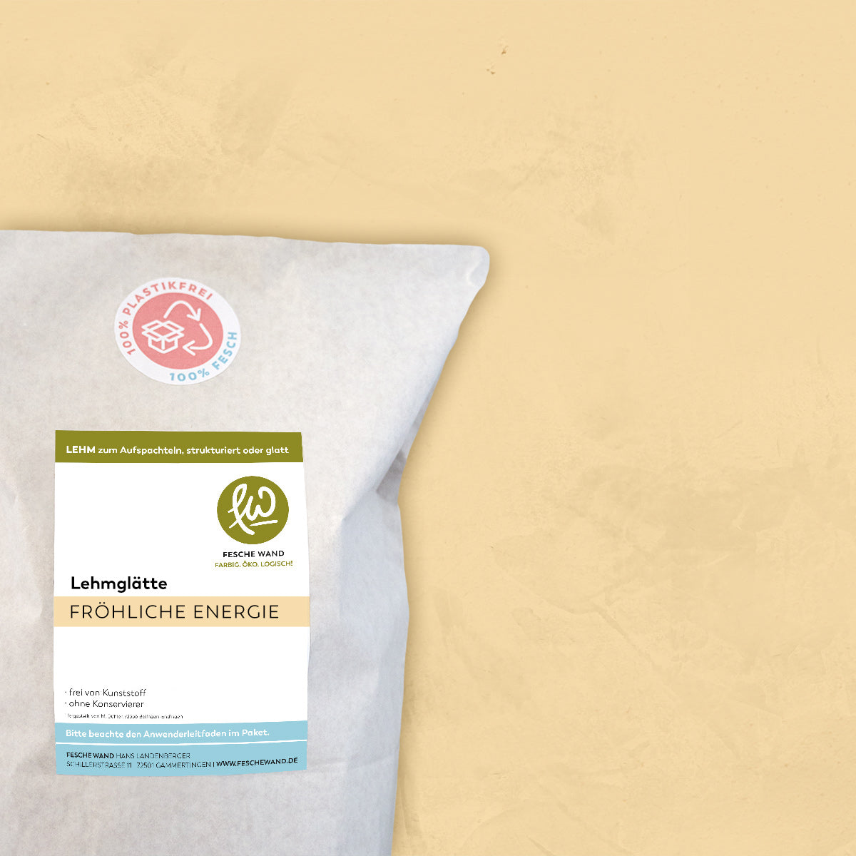 Lehmglätte - 0,8 KG in fröhliche Energie (gelborange) von Fesche Wand - #farbe_fröhliche Energie (gelborange)
