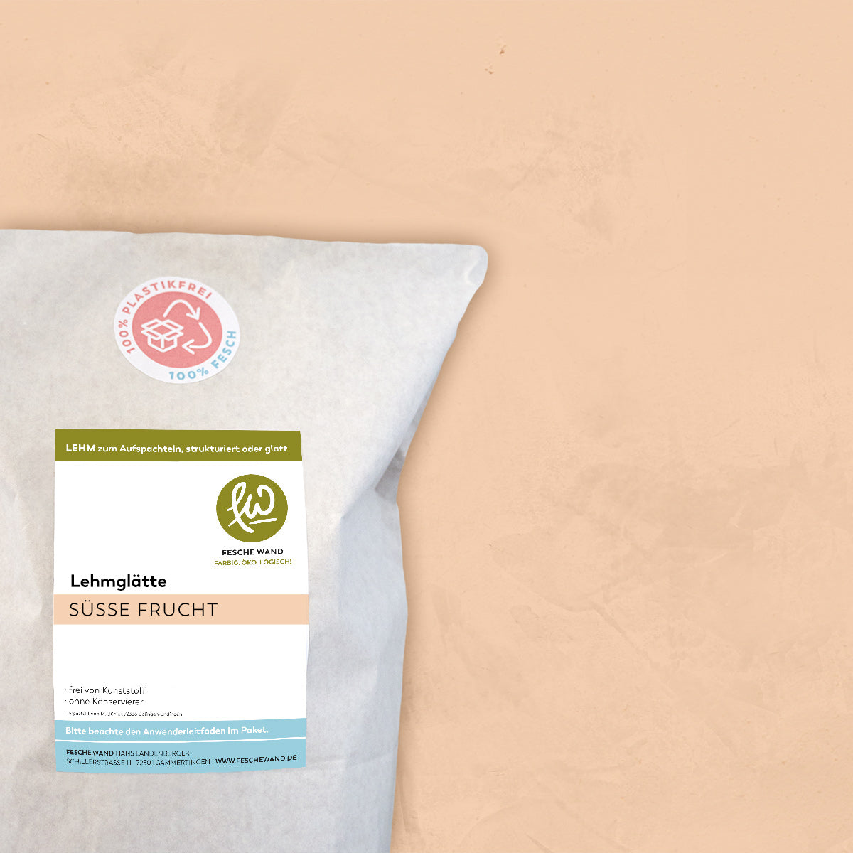 Lehmglätte - 0,8 KG in süsse Frucht (apricot) von Fesche Wand - #farbe_süsse Frucht (apricot)