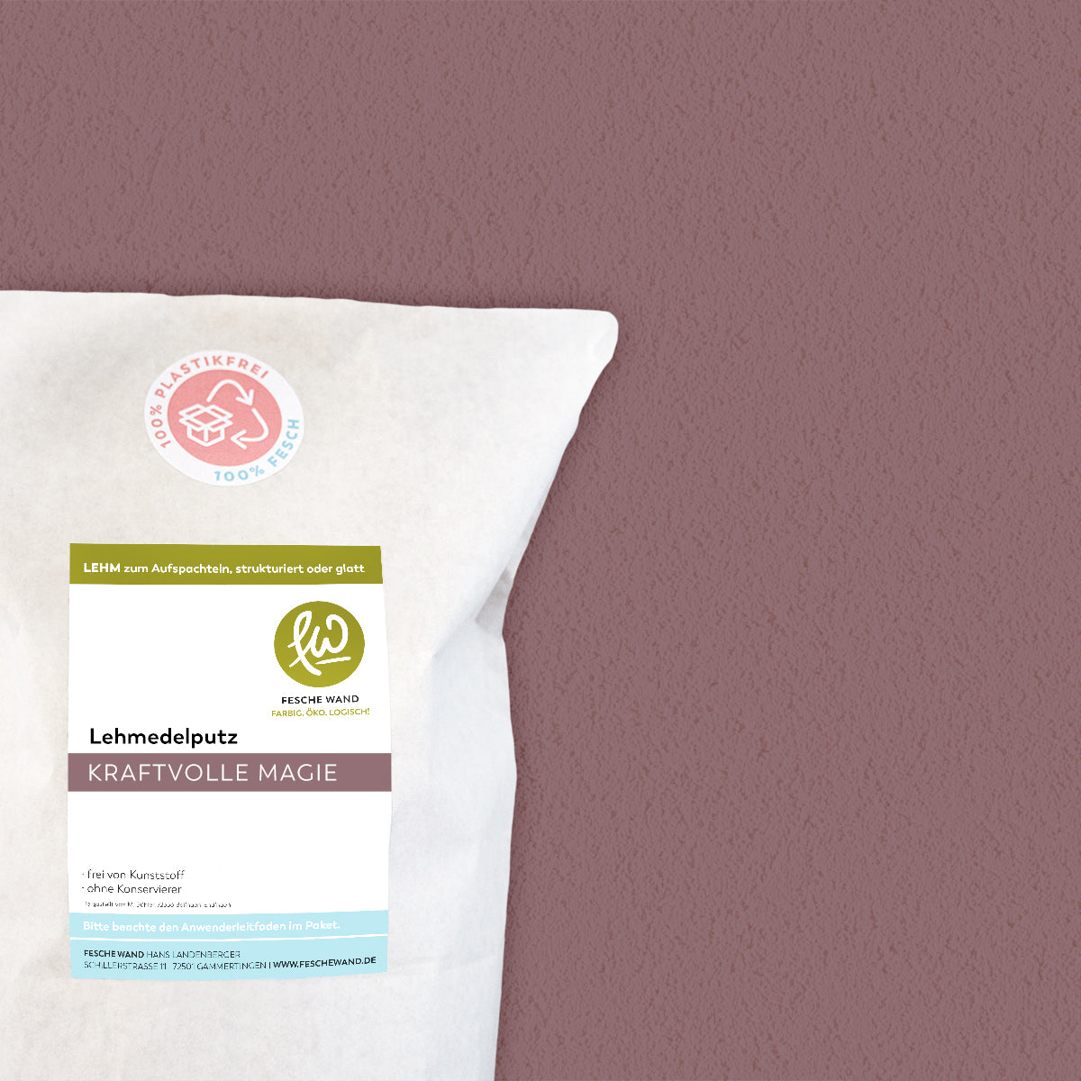 Lehmoberputz - Lehmedelputz - 0,8 KG in kraftvolle Magie (violett) von Fesche Wand - #farbe_kraftvolle Magie (violett)