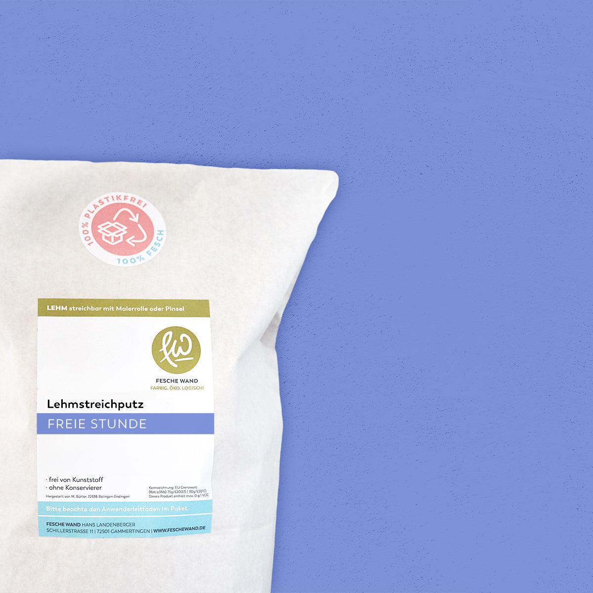 Lehmstreichputz - 0,8 KG in freie Stunde (blau) von Fesche Wand - #farbe_freie Stunde (blau)