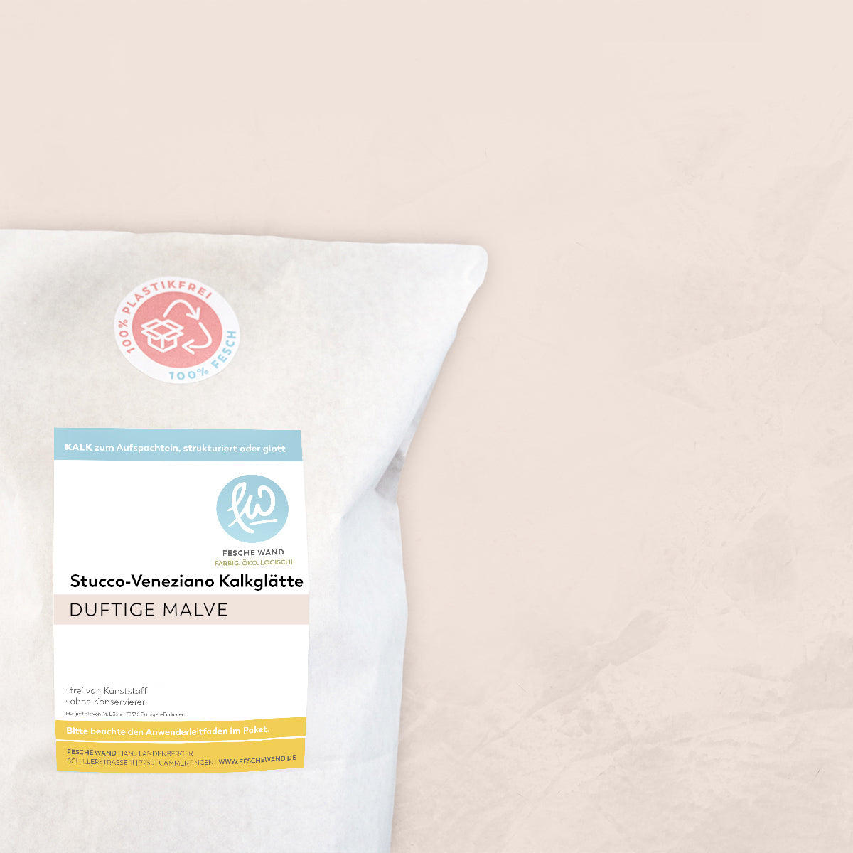 Stucco-Veneziano Kalkglätte - 0,8 KG in duftige Malve (altrosa) von Fesche Wand - #farbe_duftige Malve (altrosa)