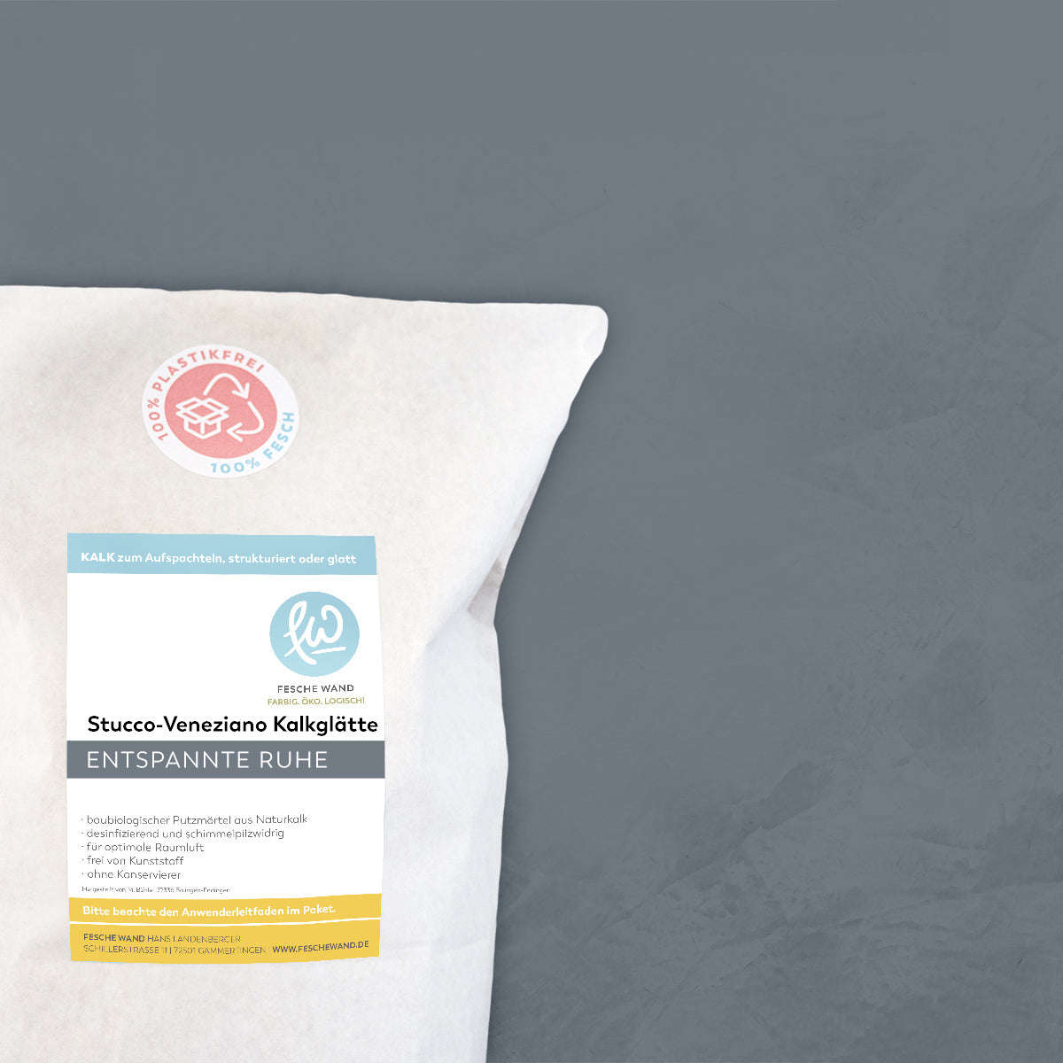 Stucco-Veneziano Kalkglätte - 0,8 KG in entspannte Ruhe (sattes blaugrau) von Fesche Wand - #farbe_entspannte Ruhe (sattes blaugrau)