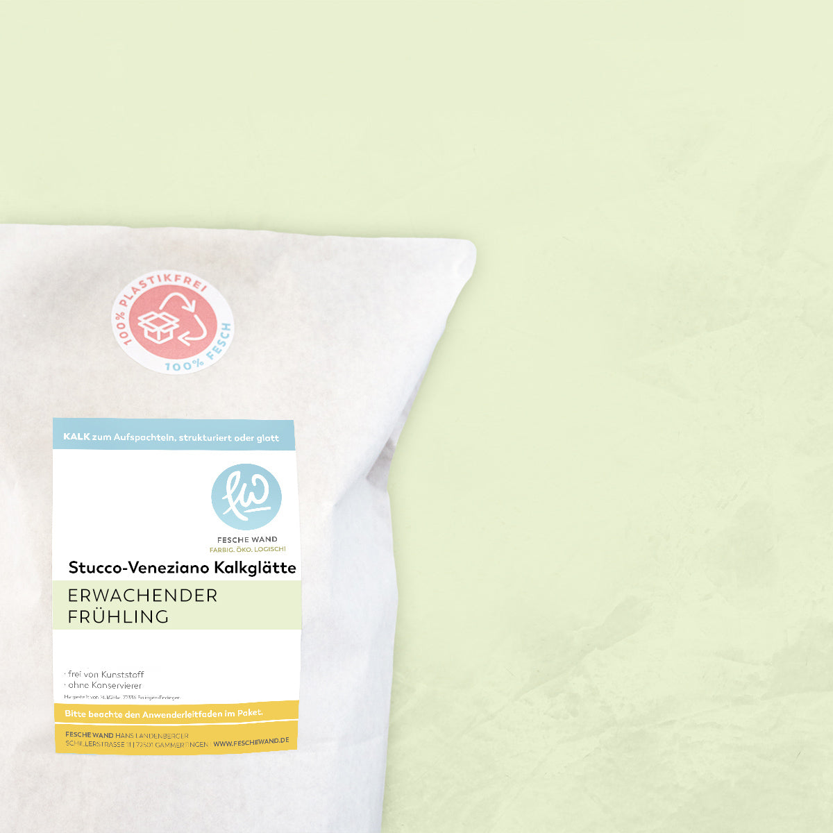 Stucco-Veneziano Kalkglätte - 0,8 KG in erwachender Frühling (helles gelbgrün) von Fesche Wand - #farbe_erwachender Frühling (helles gelbgrün)