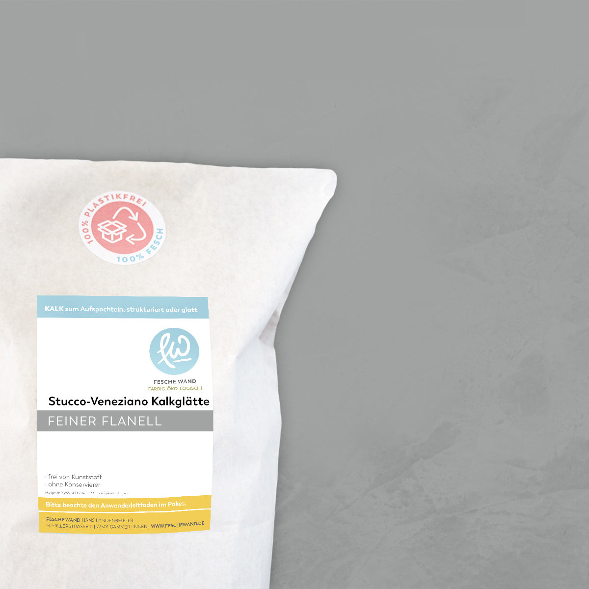 Stucco-Veneziano Kalkglätte - 0,8 KG in feiner Flanell (neutrales grau) von Fesche Wand - #farbe_feiner Flanell (neutrales grau)