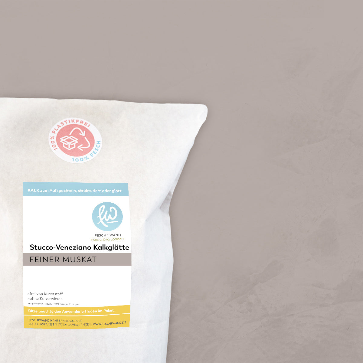 Stucco-Veneziano Kalkglätte - 0,8 KG in feiner Muskat (helles braun) von Fesche Wand - #farbe_feiner Muskat (helles braun)