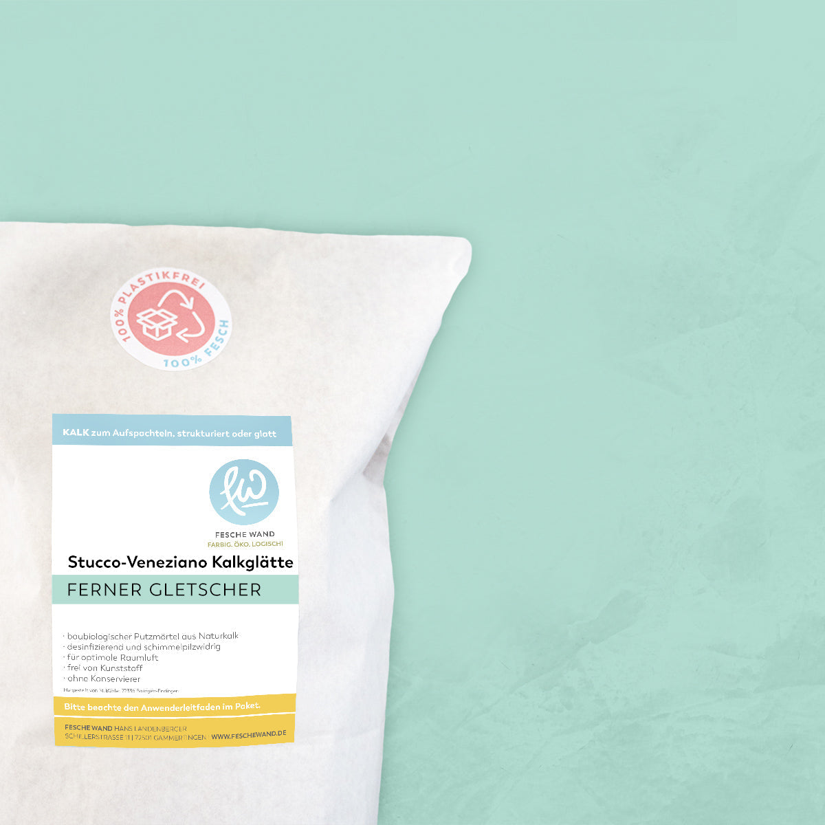 Stucco-Veneziano Kalkglätte - 0,8 KG in ferner Gletscher (kühles grün) von Fesche Wand - #farbe_ferner Gletscher (kühles grün)