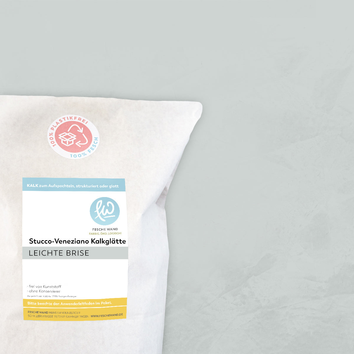 Stucco-Veneziano Kalkglätte - 0,8 KG in leichte Brise (blaugrau) von Fesche Wand - #farbe_leichte Brise (blaugrau)