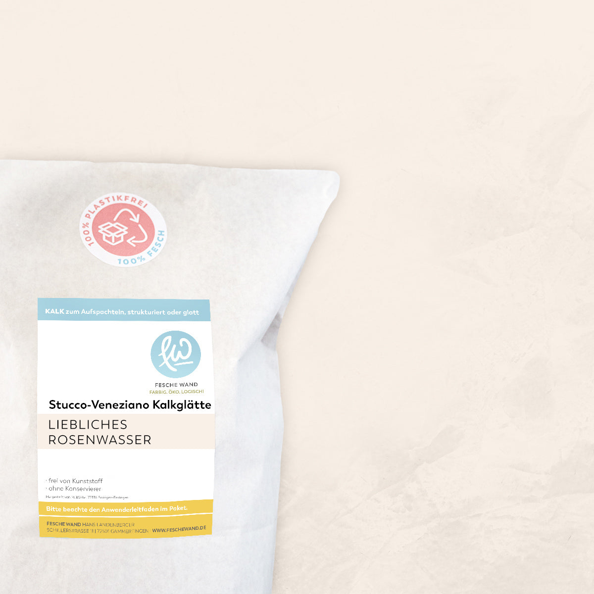 Stucco-Veneziano Kalkglätte - 0,8 KG in liebliches Rosenwasser (zartes rosé) von Fesche Wand - #farbe_liebliches Rosenwasser (zartes rosé)