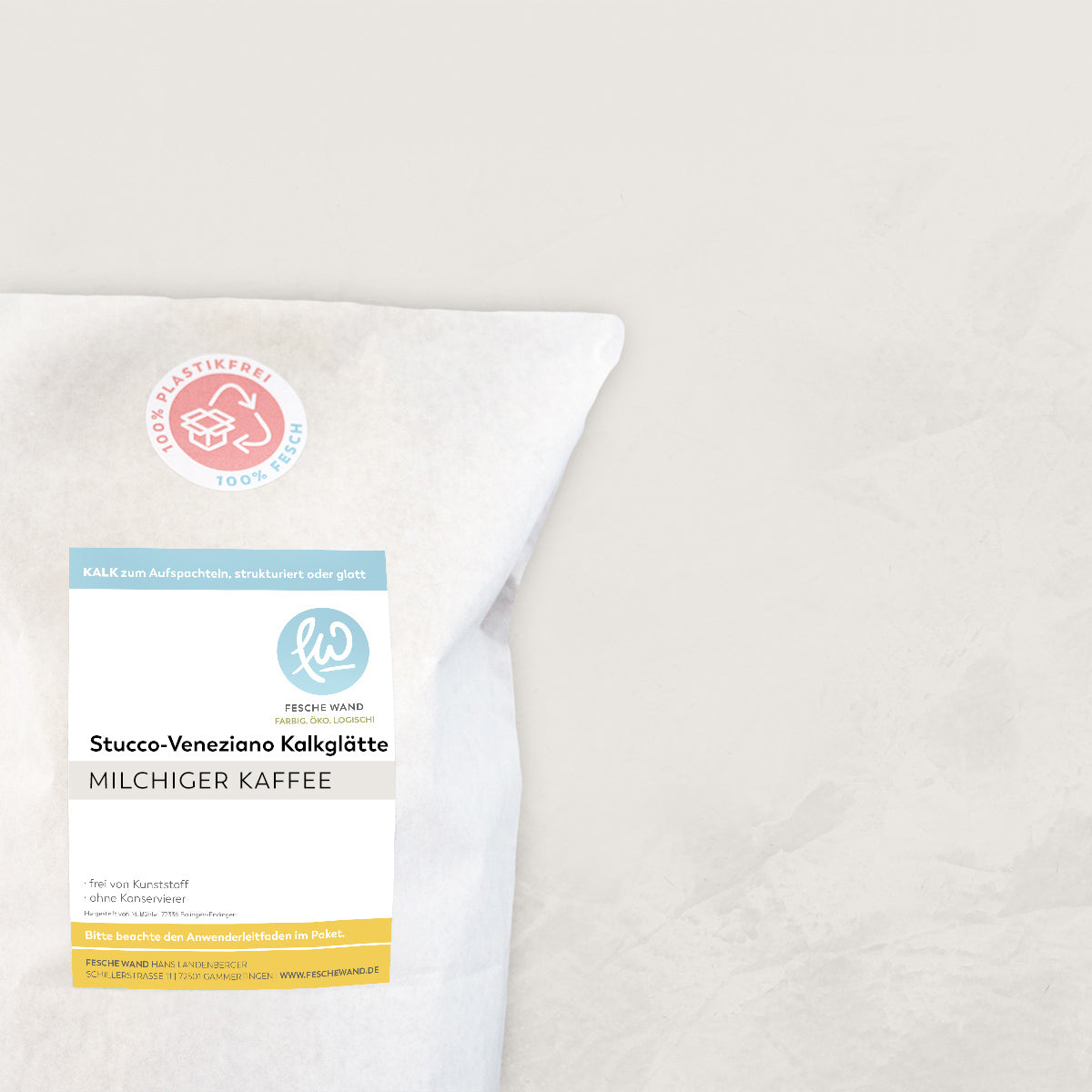 Stucco-Veneziano Kalkglätte - 0,8 KG in milchiger Kaffee (beige-braun) von Fesche Wand - #farbe_milchiger Kaffee (beige-braun)