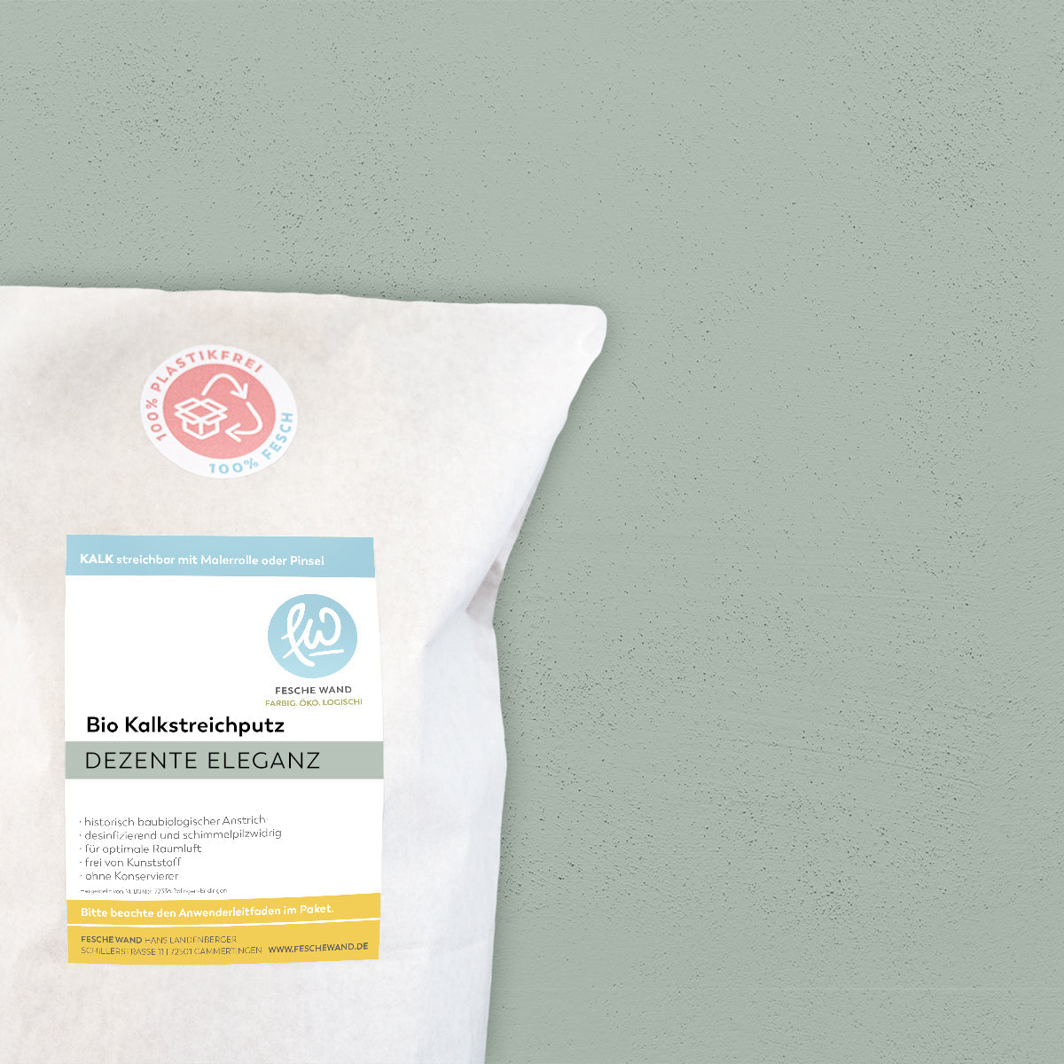 ökologischer Kalkstreichputz - 0,8 KG in dezente Eleganz (warmes blau) von Fesche Wand - #farbe_dezente Eleganz (warmes blau)