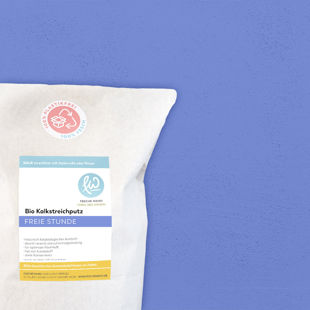 ökologischer Kalkstreichputz - 0,8 KG in freie Stunde (blau) von Fesche Wand - #farbe_freie Stunde (blau)